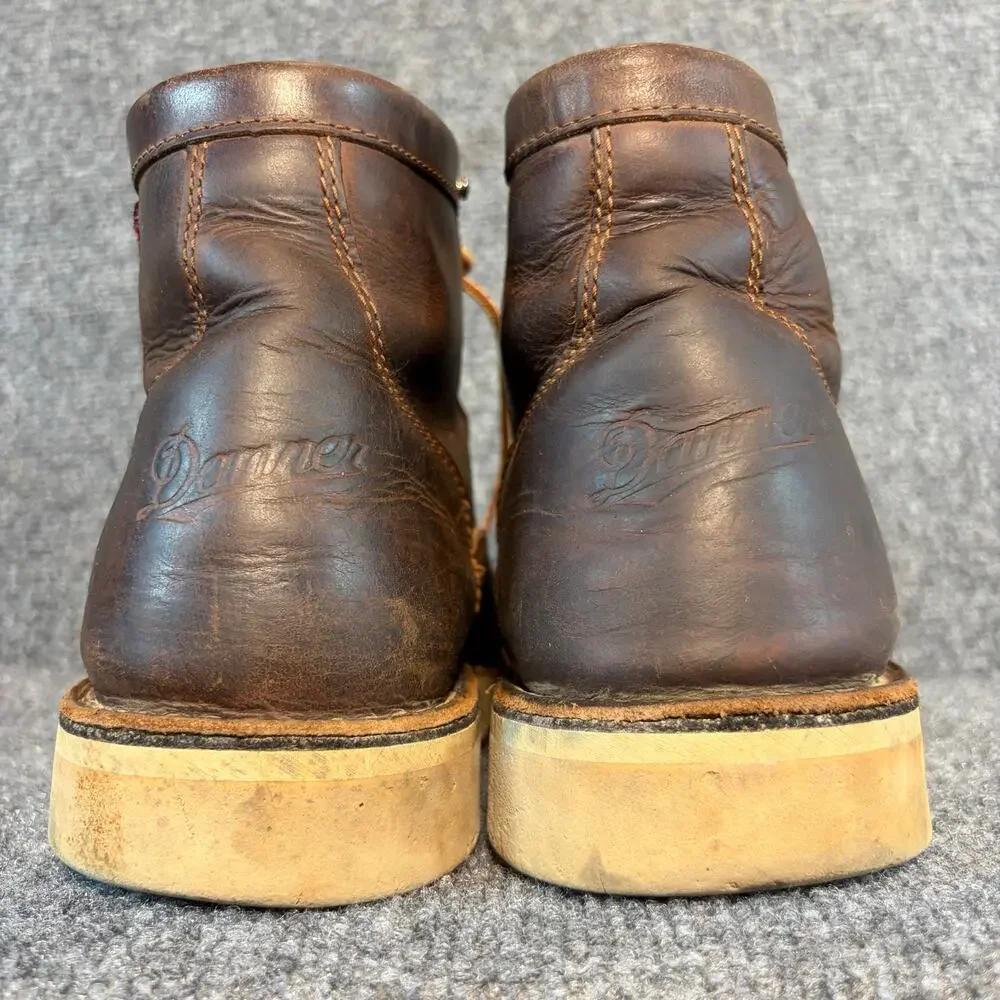 Danner Brown Leather Hiking Work Boots Vibram Sole Men's 10 Flaw / Missing Hook